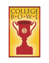 Logo of College Bowl with red trophy and yellow background