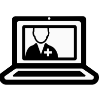 Medical: icon of laptop with a doctor in the screen.